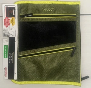 Mead Five Star Pencil Pouch for 3-Ring Binder Black/Neon Yellow 2 Compartments - Picture 1 of 2