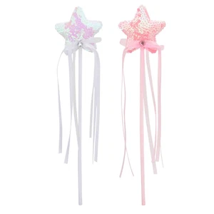 Varita de hadas de cinta de colores de 2 piezas varitas de juguete de varilla brillante para varillas de niños - Imagen 1 de 12