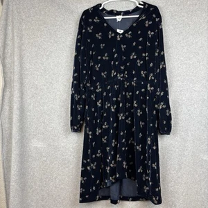 Neu mit Etikett CAbi Kleid geschmückt marineblau Samt Blumenmuster abnehmbarer Gürtel Größe XL - Bild 1 von 8