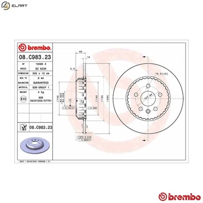 2x BRAKE DISC 08.C983.23 FOR LAND ROVER DISCOVERY/SPORT/VAN RANGE/EVOQUE 1.5L - Image 1 of 4