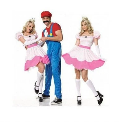 Ensemble Costume Cosplay Super Mario Princesse Pêche, Ensemble Robe Fantaisie Femme - Photo 1/4