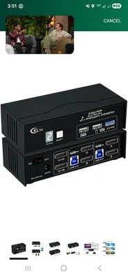 CKLau 2 Port KVM Switch Displayport with All Input Cables Support 4K60Hz 2K144Hz - Image 1 of 4