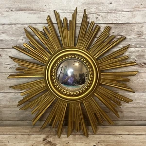 Vintage italienischer Gold Atomic Starburst Kunststoff Spiegel Mid Century Modern 12" - Bild 1 von 14