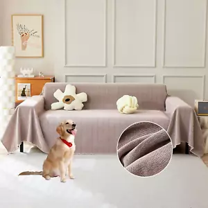 Stylish Cozy Pink Sofa Cover for Dogs Kids Geometric Couch Cover Herringbone Cou - Picture 1 of 9
