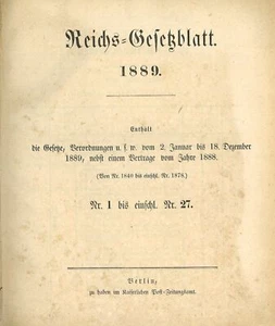 Reichs-Gesetzblatt 1889 - Bild 1 von 1