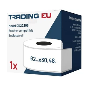 1xEtiqueta comp. con Brother DK22205 62mm x30,48m continua - rojo con soporte - Imagen 1 de 6