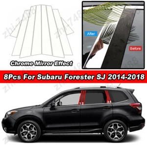 8Pcs Chrome Window Door Pillar Post Trim Sticker For Subaru Forester SJ 2014-18 - Foto 1 di 10