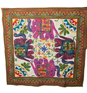 Embroidered Tapestry Wall Hanging Balochi Heritage Elephant Textile Art - Picture 1 of 10