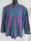 Chaps Ralph Laure Men's Multicolor Shadow Plaid Check Button Down Shirt Size M