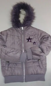 coat-girls-Arizona/Penneys-size 7/8-purple-quilted puff-faux fur lined-hooded - Picture 1 of 11