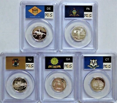 1999-S  SILVER WASHINGTON QUARTER SET STATE SERIES FLAG LABELS  PCGS PR70DCAM - Image 1 of 4