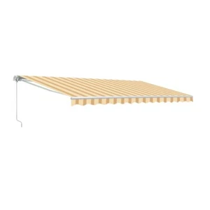 ALEKO einziehbare Terrassenmarkise 13 x 10 Fuß Deck Sonnenschutz Multistreifen gelbe Farbe - Bild 1 von 8
