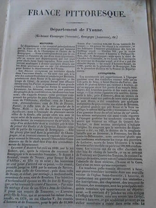 1835 Le Dpt de L'Yonne - 1 Karte 6 Stiche + Text 16 Seiten - Bild 1 von 3
