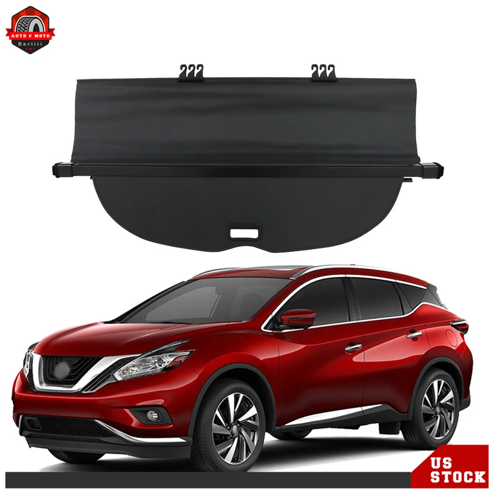 For 2015-2017 2018 Nissan Murano Retractable Rear Trunk Cargo Cover Shade Area - Image 1 of 4