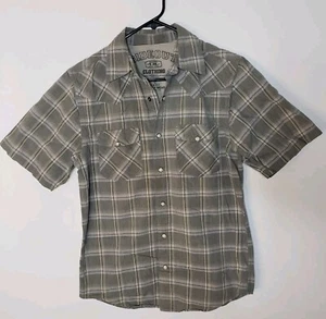 Sideout Impact Wear Short Sleeve Pearl Snap Pocket Shirt Mens Small Plaid 0417 - Picture 1 of 8