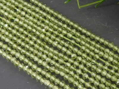 13Inch 2MM Peridot Sphere,Ball Beads,Rondelle,Roundel,Micro Faceted,Loose Stone - Image 1 of 4