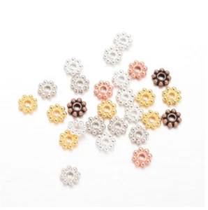 300 pcs 5mm Rose Gold Silver Steel Bronze Alloy Small Daisy Jewelry Bead Spacers - Picture 1 of 10