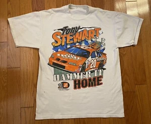 Vintage Tony Stewart NASCAR Hammer It Home Shirt Double Sided XL White - Picture 1 of 6