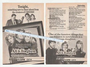 Lote de 2 anuncios de la revista All Is Pergiven 1986 ~ Bess Armstrong/Carol Kane/Shawnee Smith - Imagen 1 de 1