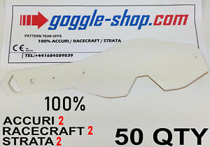 50 GOGGLE-SHOP TEAR OFFS for 100% MOTOCROSS GOGGLES ACCURI STRATA RACECRAFT 2.0