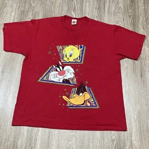 Looney Tunes Shirt XL Vintage 90s 00s Tweety Sylvester Daffy Cartoon Y2k Tee - Picture 1 of 11