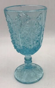 L G Wright Goblet DAISY & BUTTON Ice BLUE Vintage 5” - Picture 1 of 5
