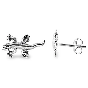 Lizard Earrings 925 Sterling Silver 15mm Fashion Studs Push Back - Picture 1 of 3