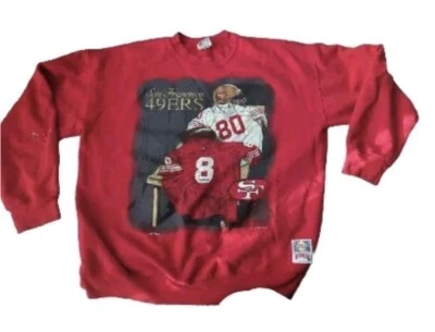 Vtg 90s San Francisco 49ers Nutmeg Mills Red Embroidered Sweatshirt Crewneck XL - Image 1 of 4
