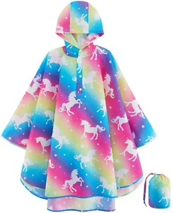 Lightweight Kids Rain Poncho Waterproof Kids Poncho Reusable Hooded Rain Jack... - Picture 1 of 7