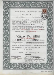 1942 SOCIETA' AZIONARIA RAMO SIDERURGICO AFFINI AZIONE CON FIRME D'EPOCA - Foto 1 di 1