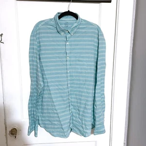 J Crew Shirt Mens XL Button Down Lightweight Chambray Blue White Striped - Picture 1 of 4