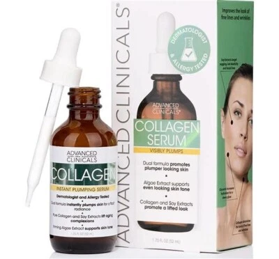 Advanced Clinicals Collagen Face Serum Visibly Plumps Allergy Tested 1.75 Fl Oz - Image 1 of 4