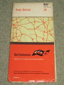 Bartholomews Half Inch Map - sheet 29 Peak District: cloth backing, 1967 edition - Imagen 1 de 2