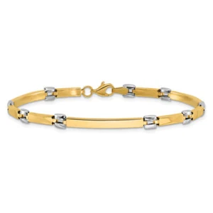 14K Solid Two Tone Gold Link Chain Bracelet - Picture 1 of 12