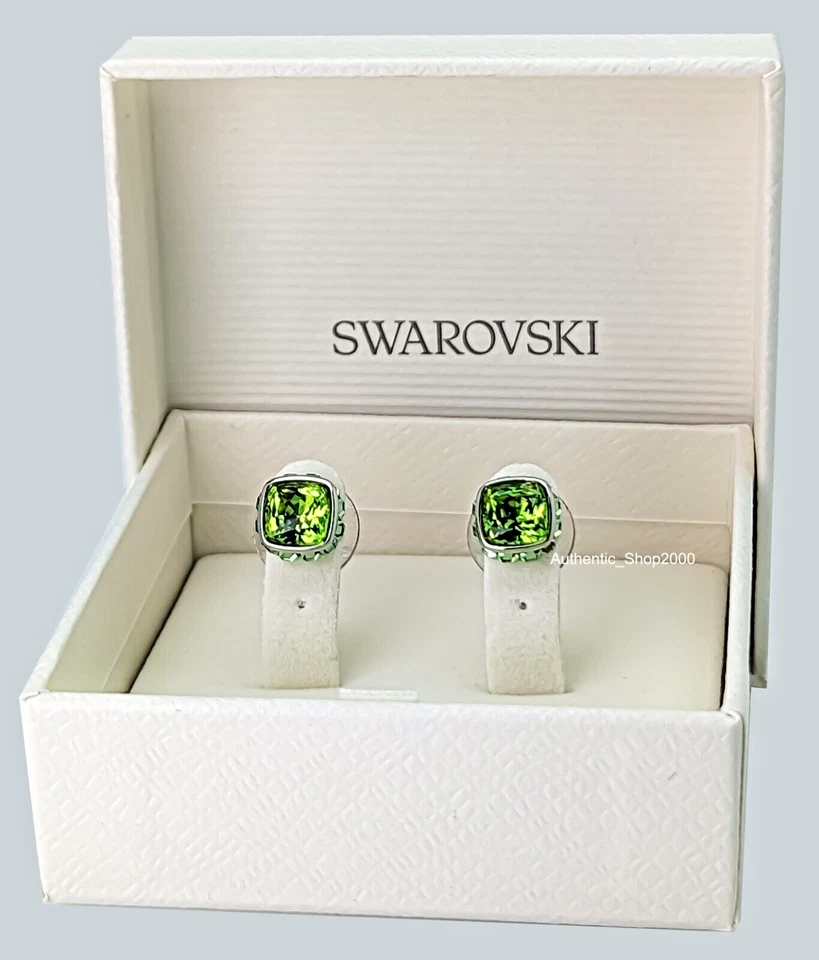 100 SWAROVSKI Gold Hardware Large Green Crystal August Birthstone Stud Earrings
