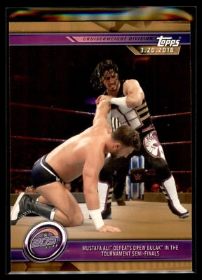 2019 Topps WWE Road to WrestleMania BRONZE #51 Mustafa Ali Defeats Drew Gulak in - Image 1 of 2