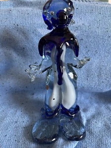 Vintage Murano Kunst Glas 7,75" Zirkus Clown Blautöne seltene Figur - Bild 1 von 6