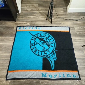 MLB Florida Marlins Biederlack Throw Blanket Reversible Size 51" X 47" - Picture 1 of 10