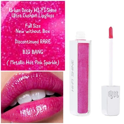 Urban Decay HI-FI SHINE ULTRA Almofada Brilho Labial BIG BANG Rosa Quente Brilhante Novo Sem Caixa - Imagem 1 de 4