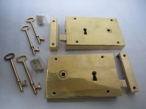 SOLID BRASS door lock latch traditional old vintage Victorian rustic rim lock  - Picture 1 of 6