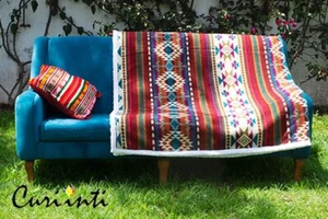 SOFT ALPACA ANGEL BLANKET WITH ANDEAN DESIGN 73" X 89.5" 8,5V - Picture 1 of 3