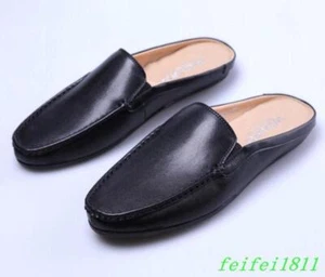 British Men's Summer Leather Round Toe Breathable Slippers Casual Dress Sandals - Picture 1 of 9