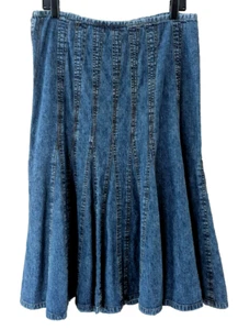 ING International Concepts Denim Midi Skirt Size 10 Cotton Side Zip - Picture 1 of 10