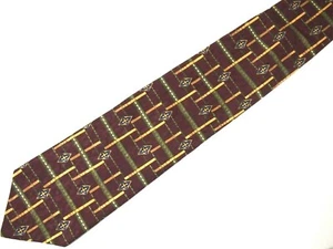 Vintage Fumagallis Herren Krawatte Krawatte Burgunderrot Grün Gold Geometrisch 56" Kurz - Bild 1 von 4