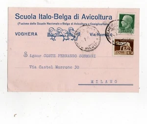 C70027 CARTOLINA VOGHERA SCUOLA DI AVICOLTURA ITALO-BELGA VG 1930 FP - Picture 1 of 2