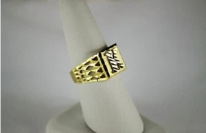 14K Echt Bicolor Gold Initiale Alphabet Buchstaben Band Ring Diamantschliff für Männer - Bild 1 von 7