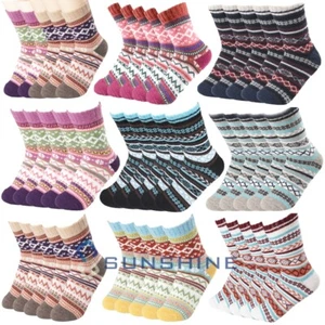 5 Pairs Womens Winter Warm Thermal Lambs Wool Warmer Heavy Duty Boot Socks 7-13 - Picture 1 of 66