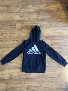 Adidas Hoodie Boys XL 18/20 Black Pullover Long Sleeve Slim Fit - Free Shipping - Picture 1 of 7