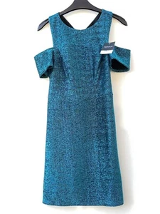 Topshop Blue Glitter Cold Shoulder Party Dress Size UK 6 Bnwt - Picture 1 of 4