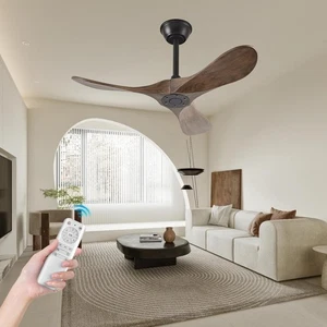 36" Outdoor Ceiling Fan No Light,Solid Wood Small Bedroom Ceiling Fans Witho - Picture 1 of 9